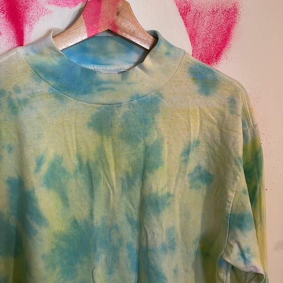 Tna aritzia size small cotton mockneck Upcycled hand dyed tie dye spray painted - Picture 3 of 8